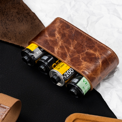 Leather Film Roll Storage Box for 120/135,Italian Vegetable-Tanned,X-Ray Proof Lead Bag, Dark Bag, Genuine Leather Storage Case