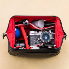 Sweden Waterproof Beeswax Cloth/Italy Vegetable Tanned Cowhide Leather Microsingle Camera Inner Bag Organizer Bag