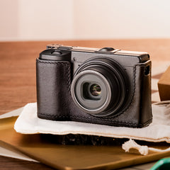 Ricoh GR III GR IIIx Italian vegetable-tanned cowhide leather camera case, protective case, CNC metal base
