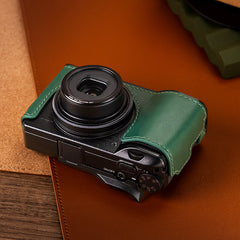 Ricoh GR III GR IIIx Italian vegetable-tanned cowhide leather camera case, protective case, CNC metal base