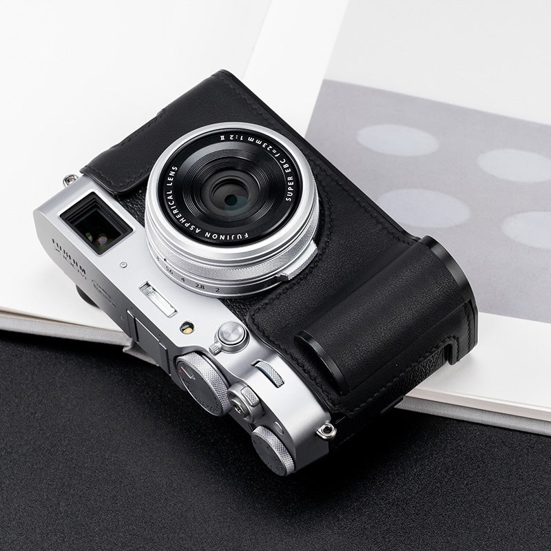 Étui en cuir pour appareil photo Fujifilm X100VI X100V Housse de protection Cuir de vachette italien tanné végétal Sangle Poignée 