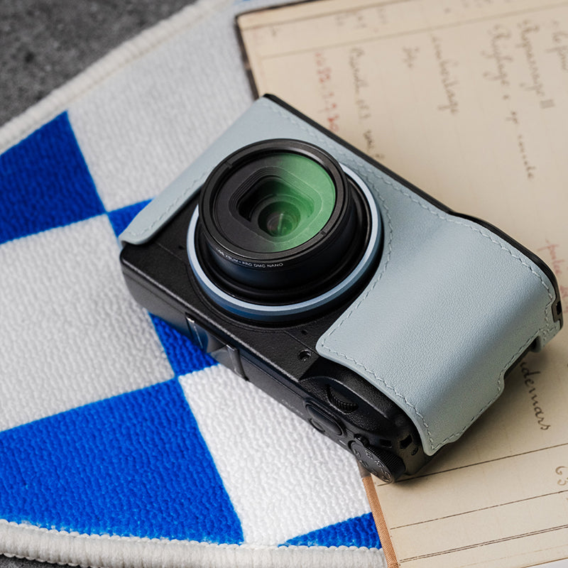 Ricoh GR III GR IIIx Italian vegetable-tanned cowhide leather camera case, protective case, CNC metal base