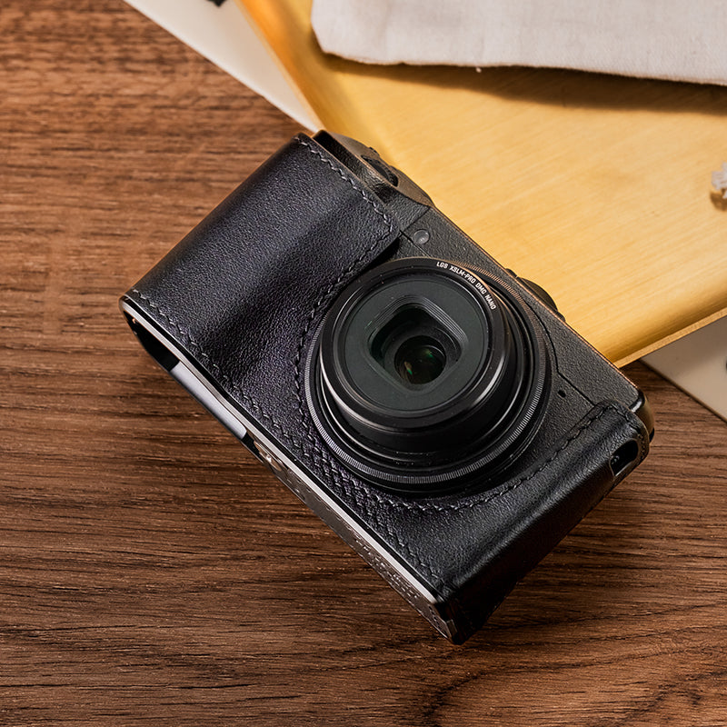 Ricoh GR III GR IIIx Italian vegetable-tanned cowhide leather camera case, protective case, CNC metal base