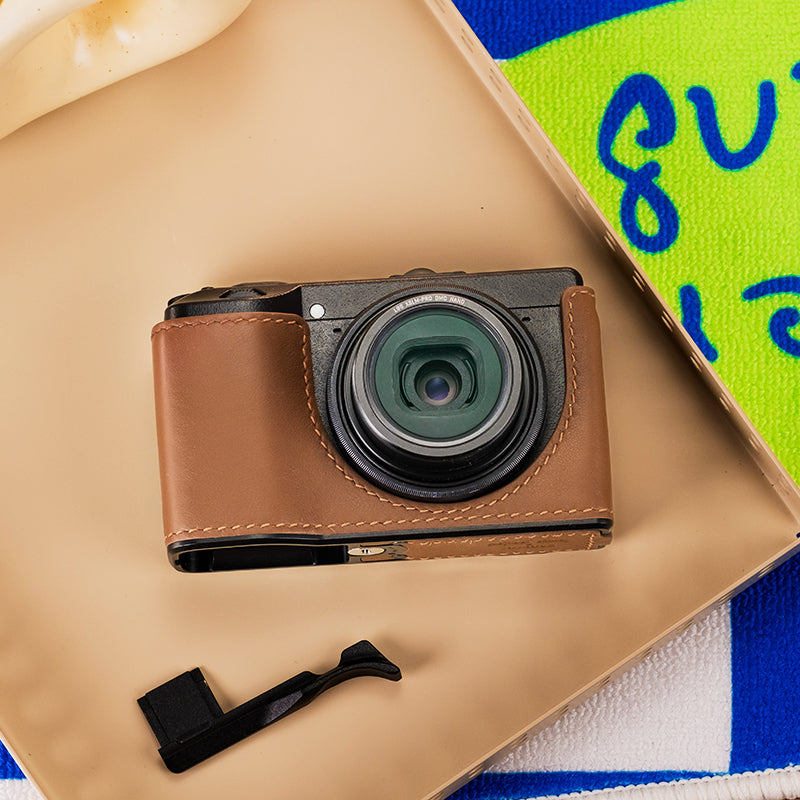 Ricoh GR III GR IIIx Italian vegetable-tanned cowhide leather camera case, protective case, CNC metal base