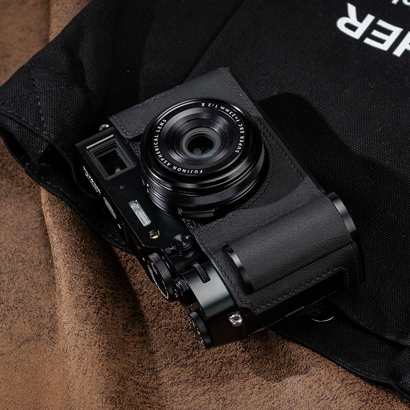Étui en cuir pour appareil photo Fujifilm X100VI X100V Housse de protection Cuir de vachette italien tanné végétal Sangle Poignée 