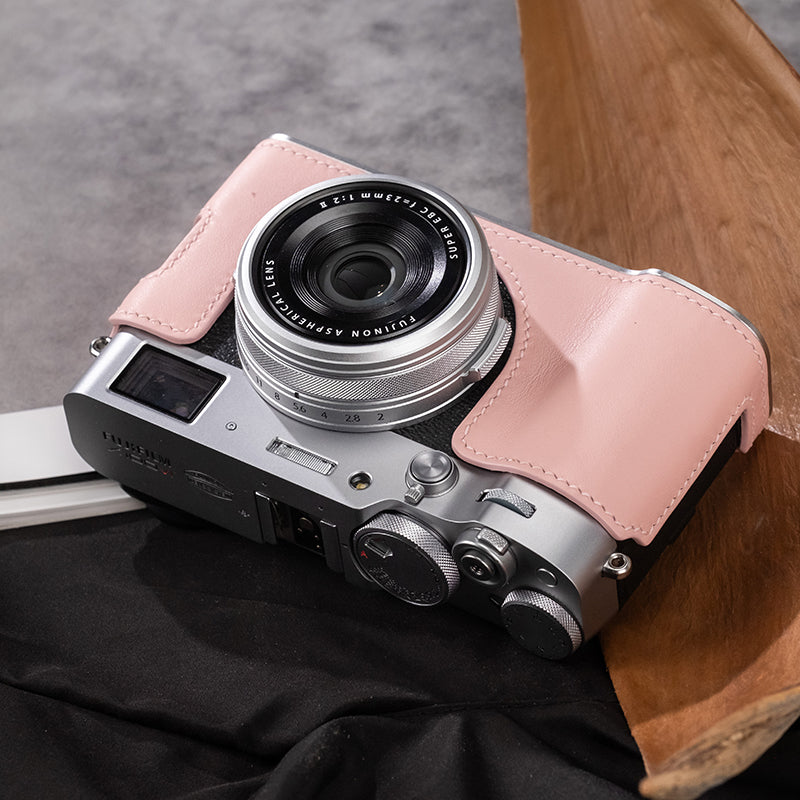 Étui en cuir pour appareil photo Fujifilm X100VI X100V Housse de protection Cuir de vachette italien tanné végétal Sangle Poignée 