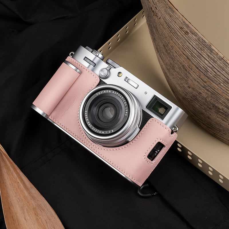 Étui en cuir pour appareil photo Fujifilm X100VI X100V Housse de protection Cuir de vachette italien tanné végétal Sangle Poignée 