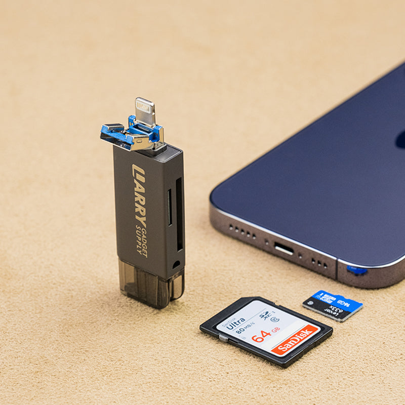 Phone Attachable Card Reader Mobile Phone Card Reader USB3.0 High-Speed Transmission Type-C Lightni ...