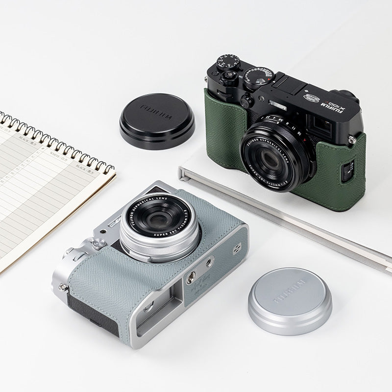 Étui en cuir pour appareil photo Fujifilm X100VI X100V Housse de protection Cuir de vachette italien tanné végétal Sangle Poignée 