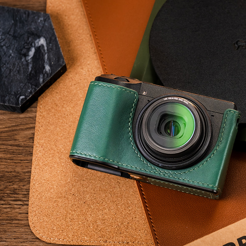 Ricoh GR III GR IIIx Italian vegetable-tanned cowhide leather camera case, protective case, CNC metal base